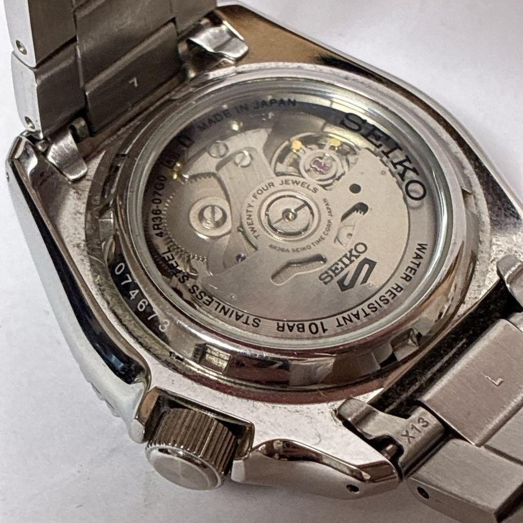 Used SEIKO Seiko 5 Watch Sports Black Gold Automatic Box #1055