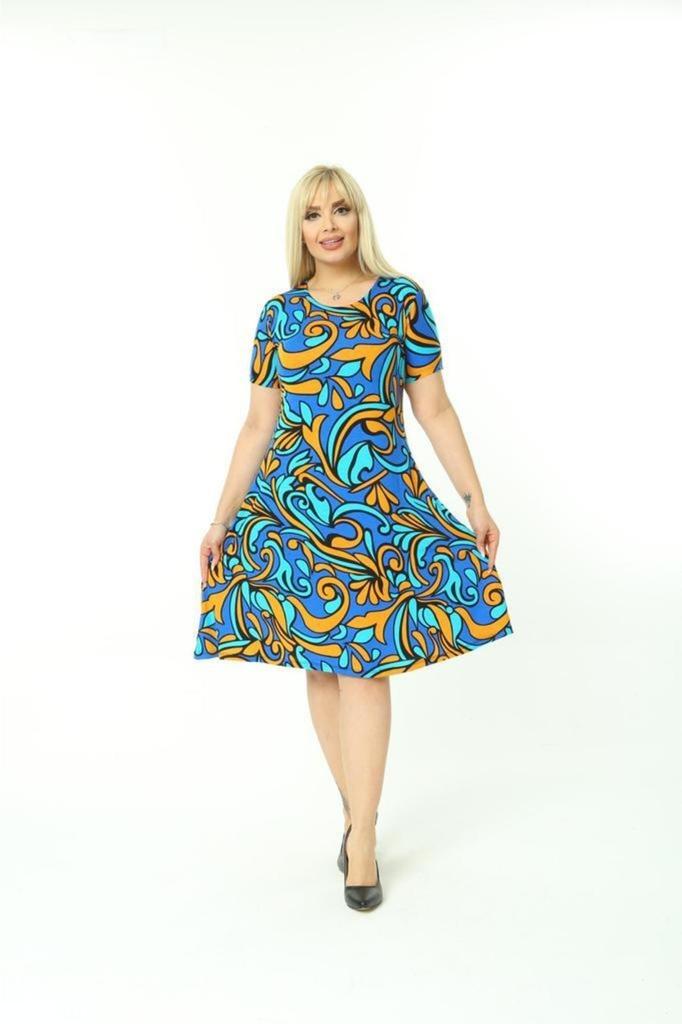 Женское платье большого размера, летнее платье из вискозы и чесаного хлопка с талией