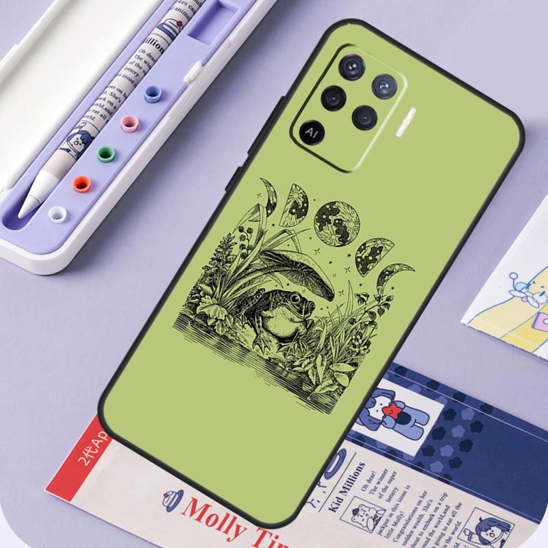 Коттеджкор Магический Гриб Лягушка Луна Чехол для Телефона Для OPPO A52 A72 A53S A94 A74 A54 A15 A16 A1K A5 A9 A31 A53 A83 A91 A93 Чехол