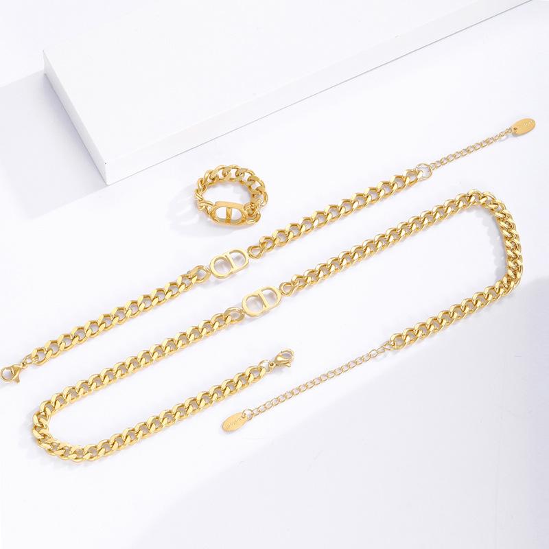 Европейский и американский дизайн от известных брендов, ювелирный набор из титановой стали, CD-ожерелье, кольцо, классический ювелирный набор из трех предметов