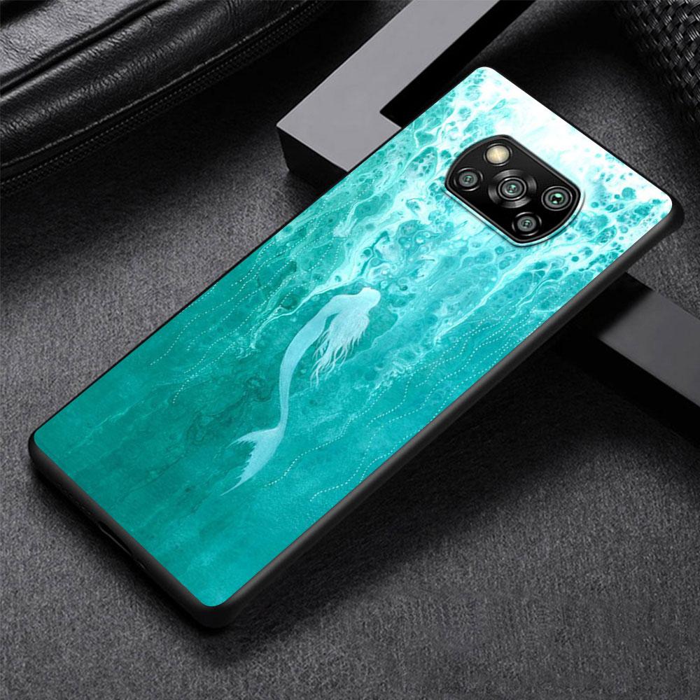 Mermaid Cool Case for Xiaomi Poco X3 NFC X5 F4 F3 M4 Pro X4 GT M5s M5 Pocophone F1 M3 Black TPU Phone Cover Shell
