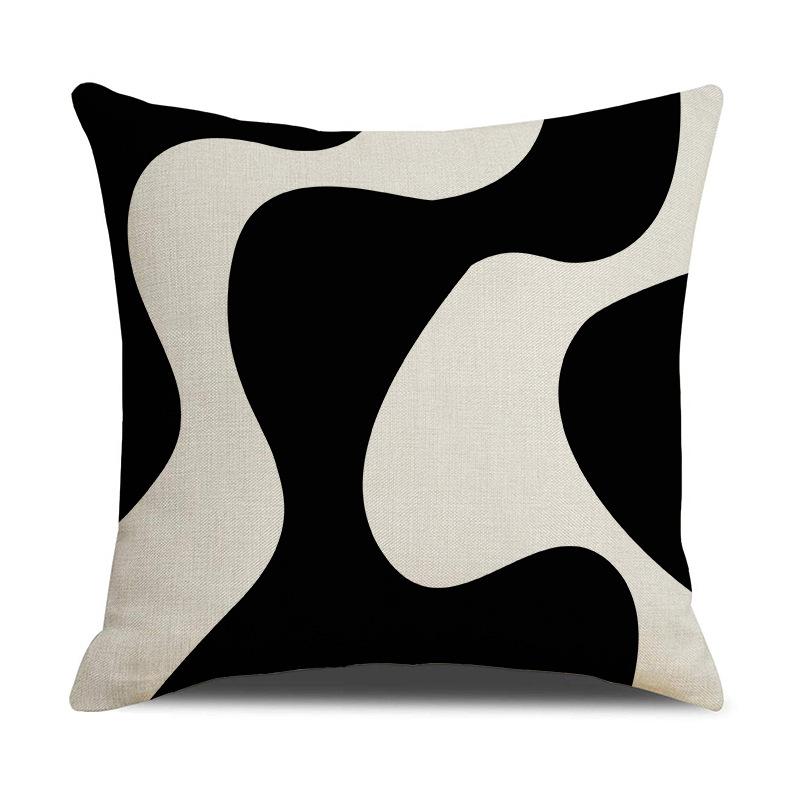 Black and White Geometric Print Pillow Cover Interior Decoration Sofa Cushion Office Nap Pillow Cover