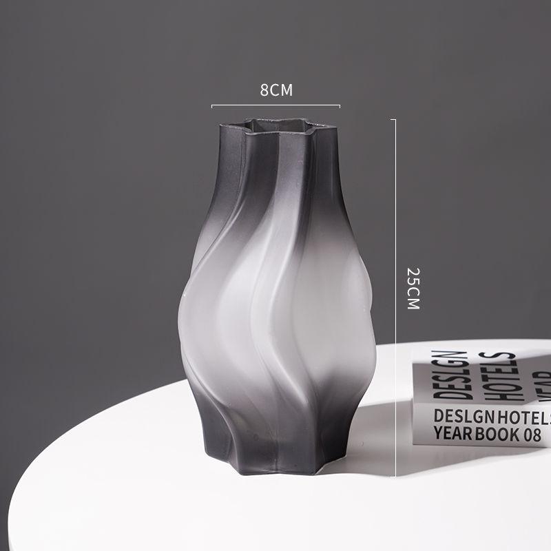 Nordic creative tornado shaped frosted high-end vase glass flower arrangement living room dining table art decoration ins