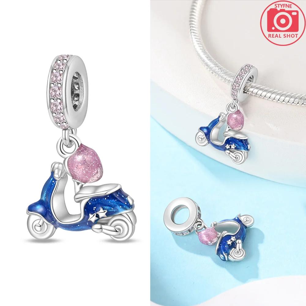 Transportation Copper Pink Rocket Bicycle Blue Ship Car Airplane Beads Charm For Original Bracelet Woman Girl Jewelry