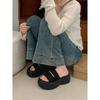 Thick-soled Letter One-word Slippers for Women's 2025 New Models, Small Height Increase, Comfortable and Light, Simple Sandals with One Pedal