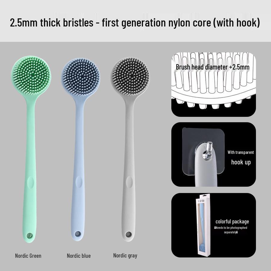 Силиконовая щетка для ванны с длинной ручкой - Мягкая щетина для мытья спины для легкой очистки