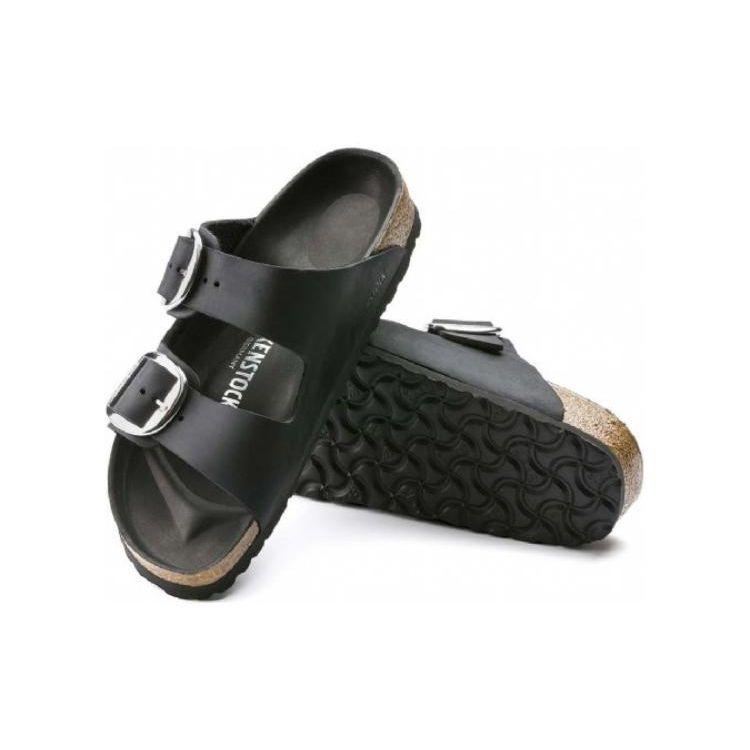 Birkenstock Мужские кроссовки Arizona с большой пряжкой из промасленной кожи, узкие, черные 1011075