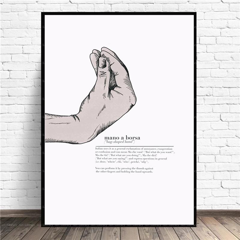 Итальянские принты, винтажный постер с жестом, держась за руки, холст, картина, итальянский мем, забавные настенные художественные фотографии, домашний декор, подарок