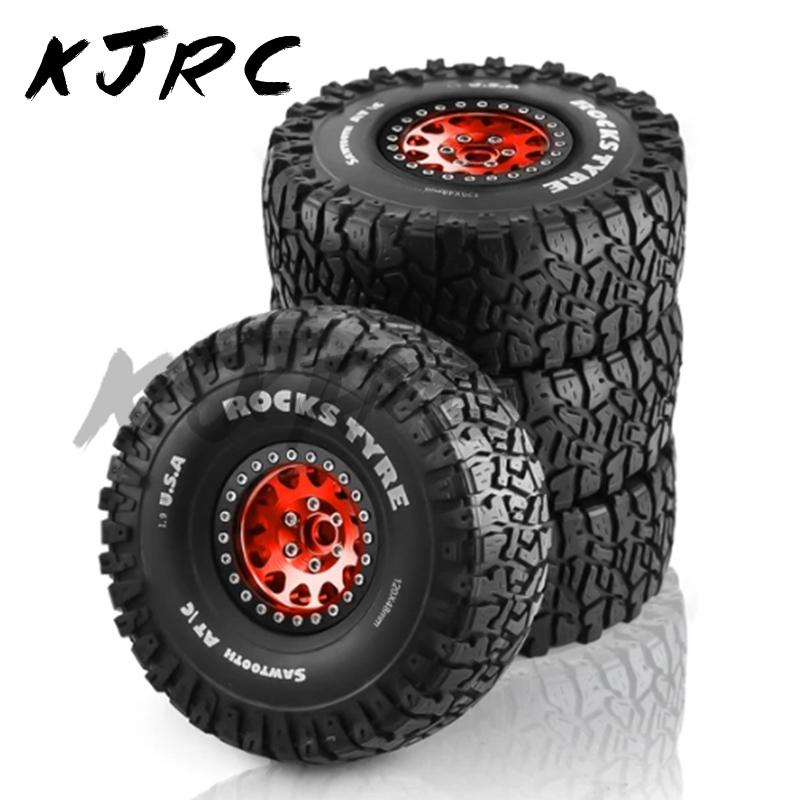 1/10 RC Crawler Car 4pcs 120mm Metal 1.9" Beadlock Wheel Rim Rubber Tire Set for Traxxas TRX4 RC4WD D90 Axial SCX10 II III MST