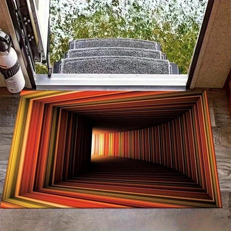 Pothole Pattern Front Door Mat for Indoor Outdoor Rubber Backed Entryway Welcome Mat Non-Slip Backing Waterproof Floor Rug