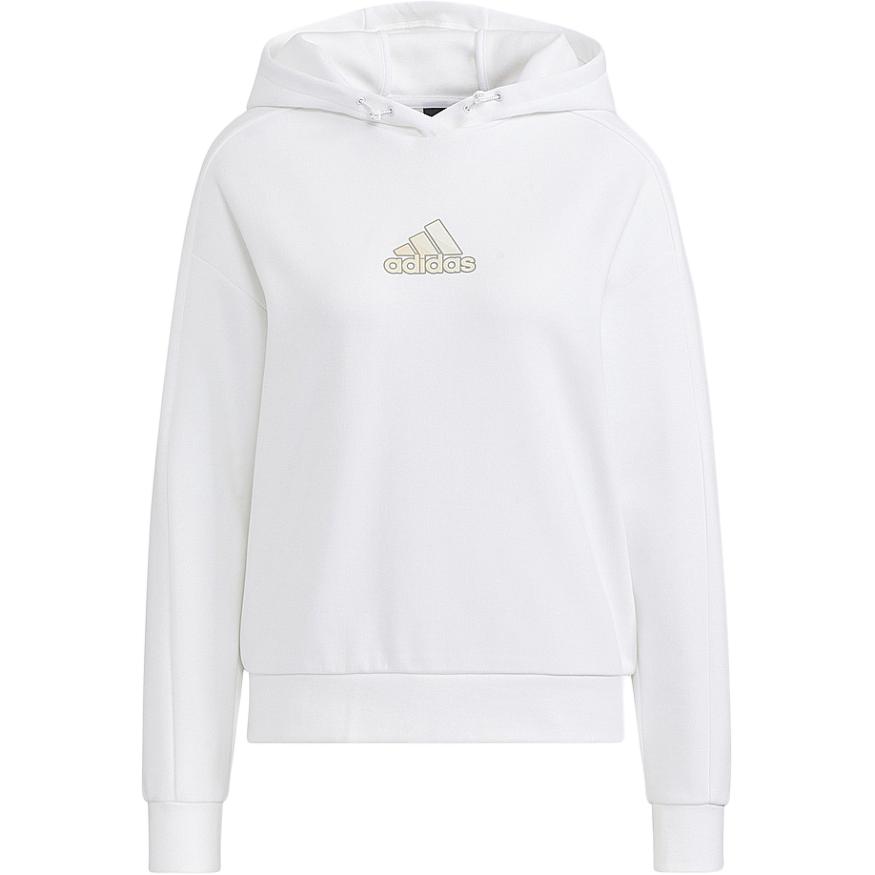 Adidas Front Print Logo Hoodie Long Sleeve Sweatshirt Women Tops White HR2596