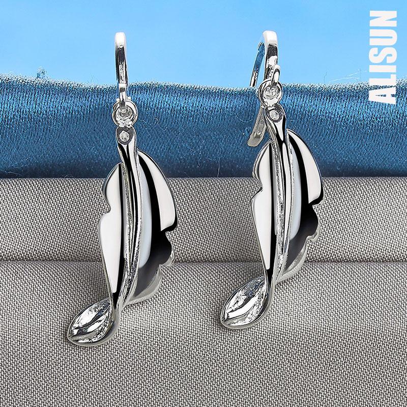 Серьги-подвески из стерлингового серебра 925 пробы в виде витого листа, модные свадебные украшения