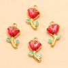 9x17mm Gold-Tone Stainless Steel Plant Charm Pendant for DIY Jewelry