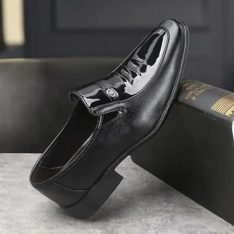 Кожаные Повседневные Черные С Острым Носком Мужские Формальные Туфли 2024 Тренд Джентльмен Дешевая Распродажа Законный Бизнес 39 Социальная Обувь Мужская
