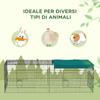 Outdoor and Indoor Rabbit Cage with Steel Roof, 220x85x70cm, Green
