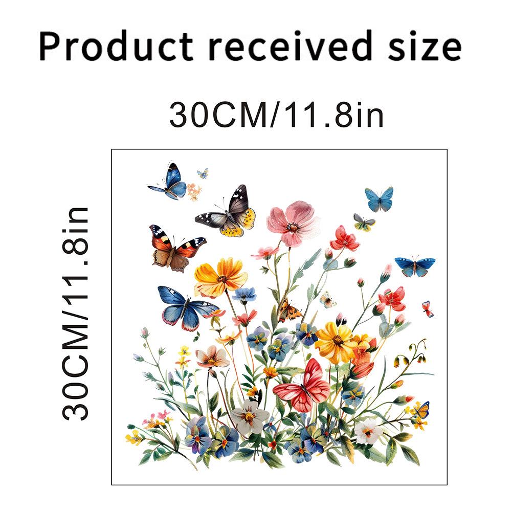 Flower Wall Stickers, Self-adhesive Butterfly Toilet Sticker Peel And Stick, Floral Leaf Decor Art DIY Wall Decals Wallpaper Supplies For Refrigerator