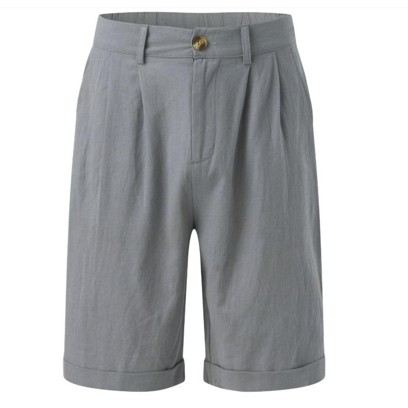 Мужские шорты, льняные шорты, летние плиссированные карманы, плиссированные шорты для активного отдыха