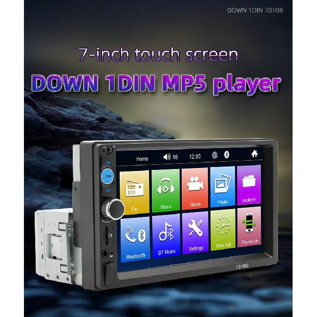 BQCC 1Din 7" MP5 Car Player touch screen Mirrorlink BT FM 7 Color lights TF USB Car Stereo Power Protect Multimedia 7010B