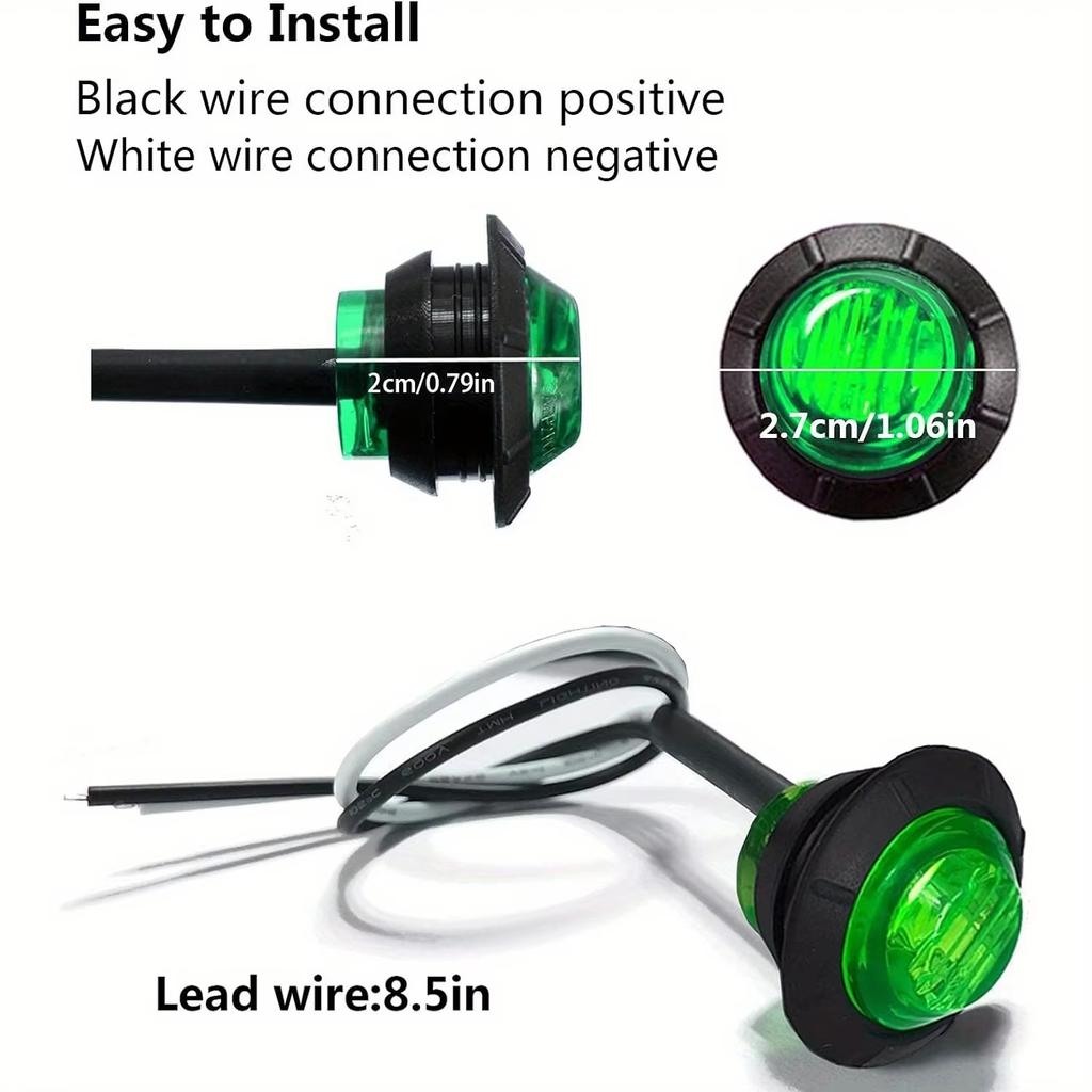 3LED 24V Colorful LED Side Marker Lights Clearance Lights Front Rear Signal Lamp DRL Hood Indicators Light for Truck TrailerBoat