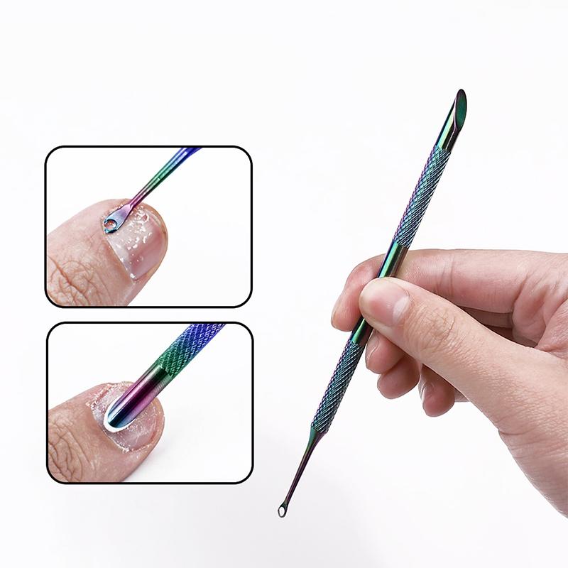 1 шт. Двусторонний толкатель для кутикулы из нержавеющей стали, маникюрный инструмент для удаления омертвевшей кожи