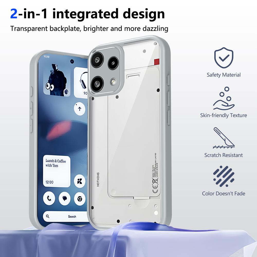 KEYSION Прозрачный чехол для телефона Nothing Phone 3A Lite Мягкий силикон+ПК Прозрачная противоударная задняя крышка для телефона Nothing 3A Lite