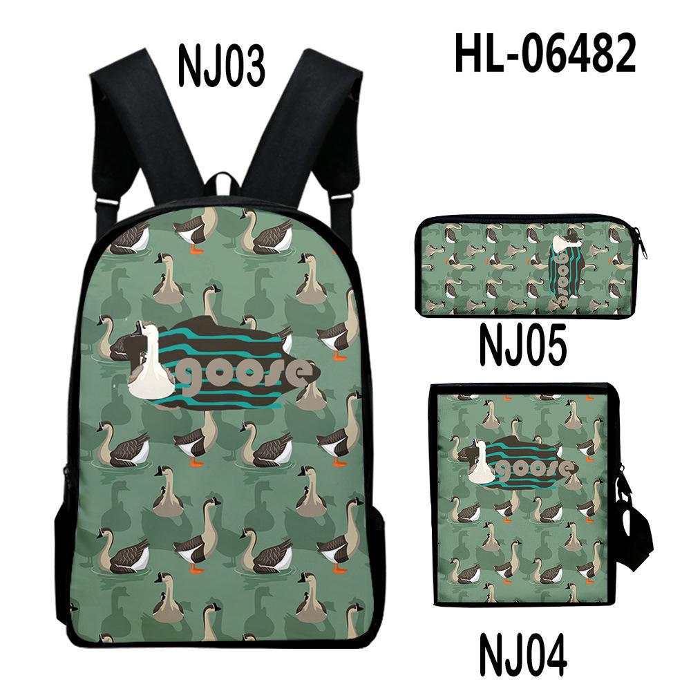 Trendy Popular Goose element 3D Print 3pcs/Set pupil School Bags Laptop Daypack Backpack Inclined shoulder bag Pencil Case