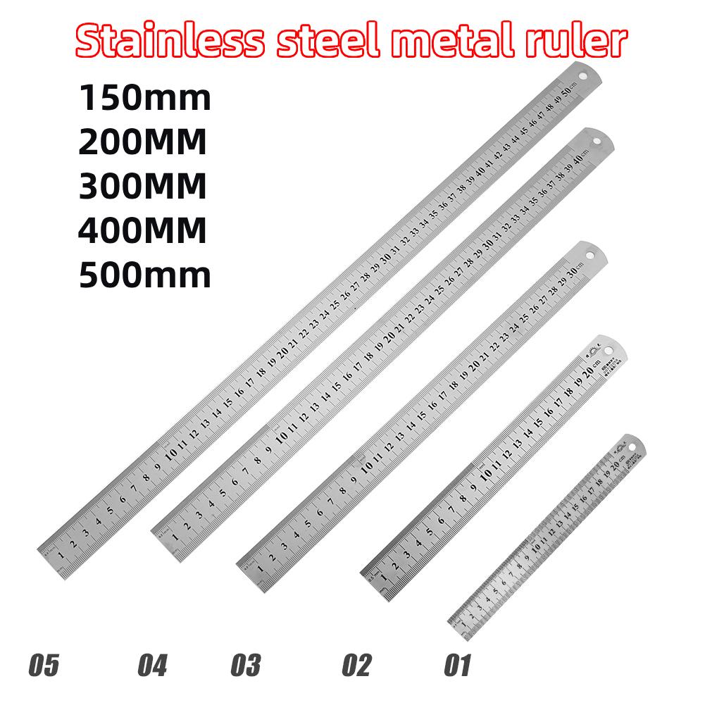 Прямая линейка из нержавеющей стали, двухсторонняя, прецизионная, измерительная линейка, шкала, аксессуары для метрической линейки 15-40 см