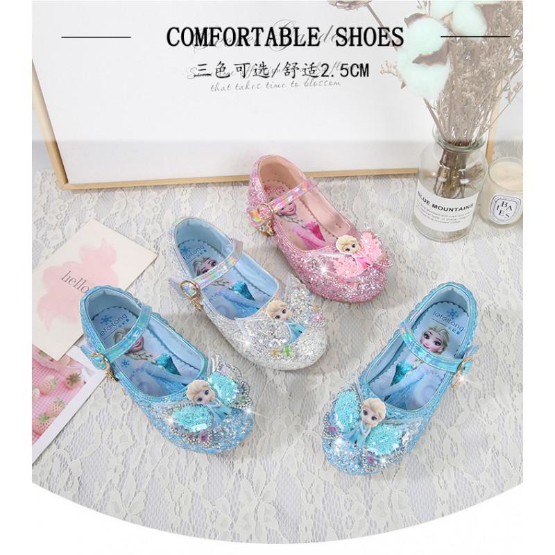 Girls Princess Shoes Kids Low Top Slip Ons Crystal Bow Soft Sole Dress