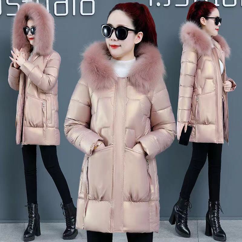 Winter Korean Version of Women's Cotton-padded Jacket, Women's Mid-length Slim-fit Padded Jacket, Big Fur Collar, Down Padded Jacket, Women's Jacket