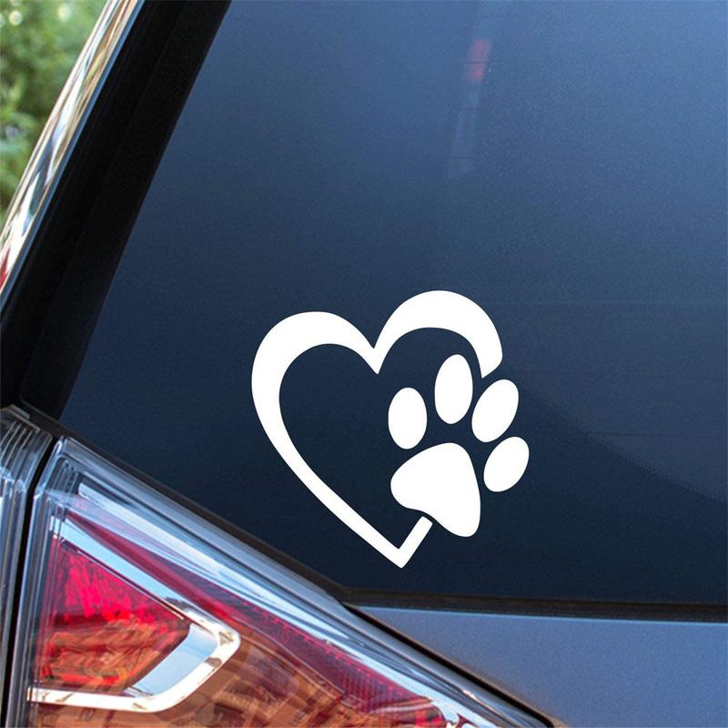 Cute Dog Paw Car Sticker with Peach Heart Cartoon Animal Take Dog Cat Love Pet Sticker Black White Red
