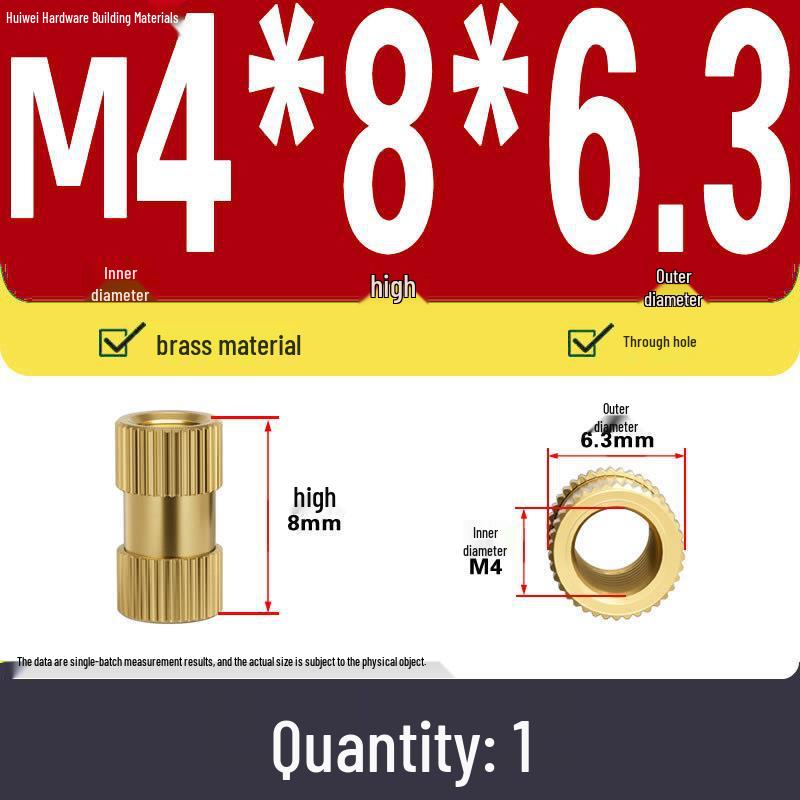Two-Way Injection Molding Copper Knurled Nut Insert (M2-M8)