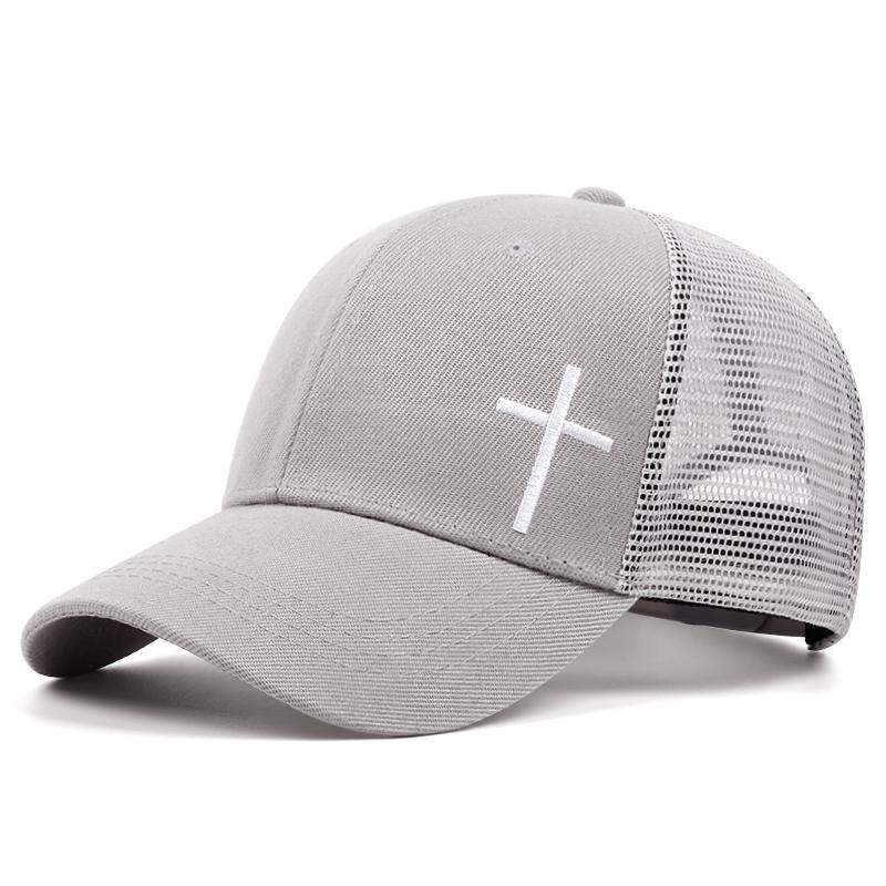 Men Women Cross Embroidery Net Hats Breathable Baseball Cap Hip Hop Hat Summer Leisure Trucker Caps Unisex Snapback Hats