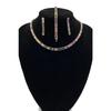 Women's Silver Zircon Baguette Waterway Necklace Earring Bracelet Jewelery Set Suit