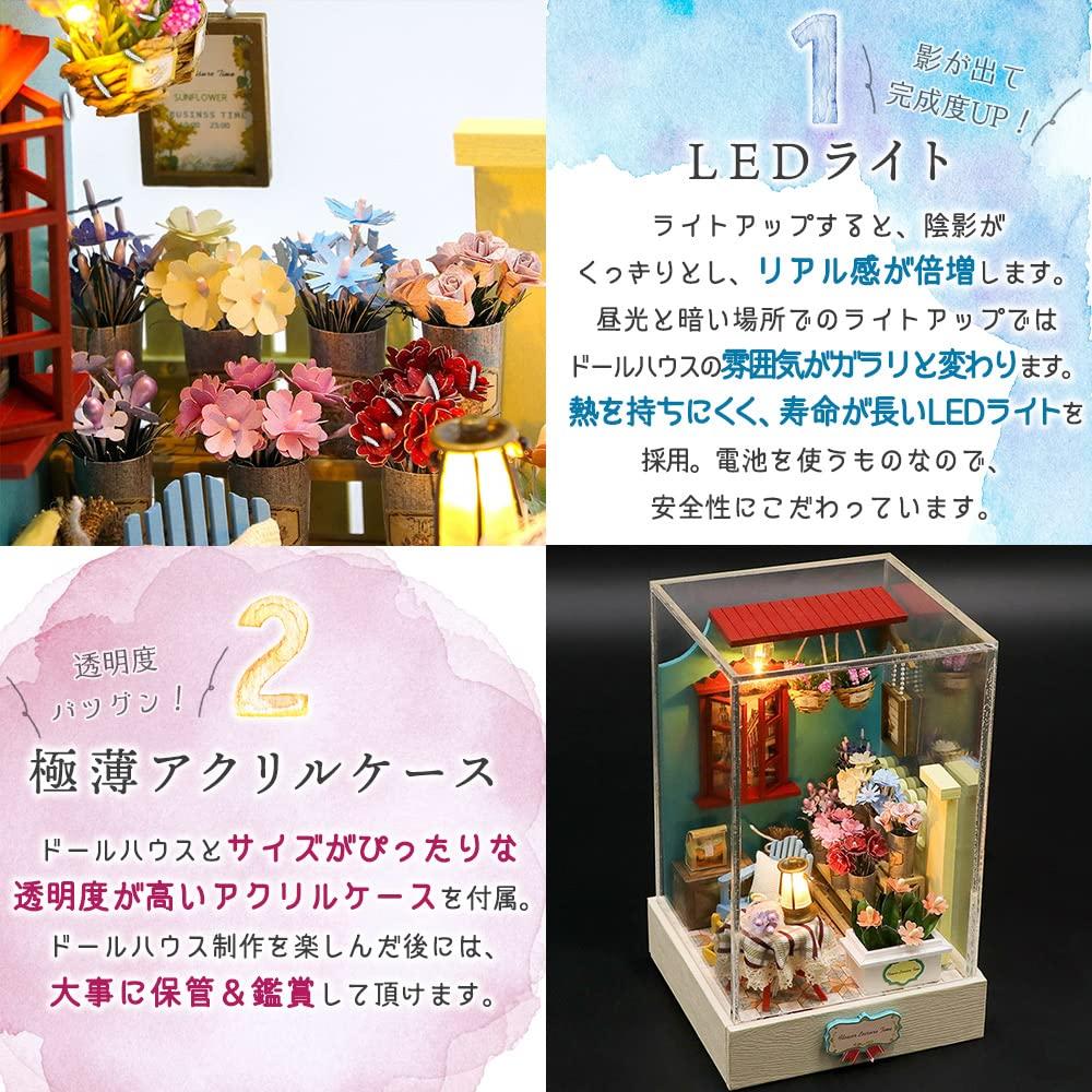 Моин моин Кукольный домик Миниатюрный Набор для DIY Инструкции Кофейный Торт Кубическая Коробка Светодиодная Подсветка Акриловый Кейс Инструменты для Сборки [Английский в комплекте] Кафе размером с ладонь,