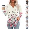 Women's T Shirt Tee Button  Print Long Sleeve Daily Weekend Fashion Basic V-Neck Top