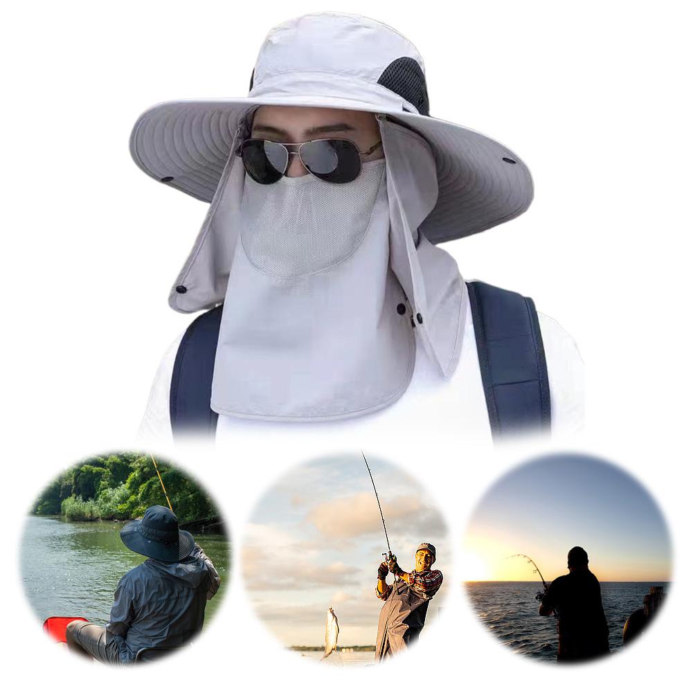 Fishing Hat for Men Breathable Sun Hat with Face Cover Neck Flap Wide Brim Bucket Hat  Protection for Fishing Hiking Camping