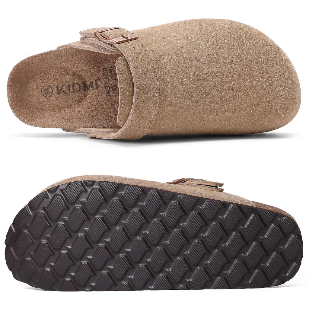 Fashion Smile Pop New Fashion Women's Suede Clogs With Back Strap Men's Leather Mules Cork Footbed Slip On Potato Shoes For Women & Men