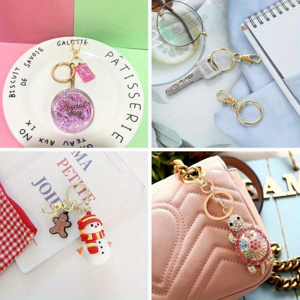 100PCS Gold Swivel Clasps Lanyard Snap Hooks with Key Rings, Key Chain Clip Hooks Lobster Claw Clasps for Keychains Jewelry DIY Crafts