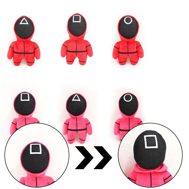 Красный плюшевый работник-охранник из игры «Игра в кальмара», главный человек 001 456 218, мягкая кукла