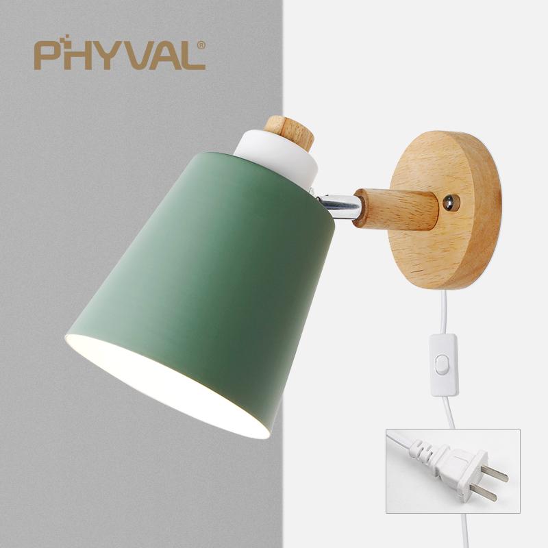 Modern LED Wall Lamp Macaron E27 Blub With Plug For Study Bedroom Bedside Hallway Living Room Home Decoration Lighting Fixtures