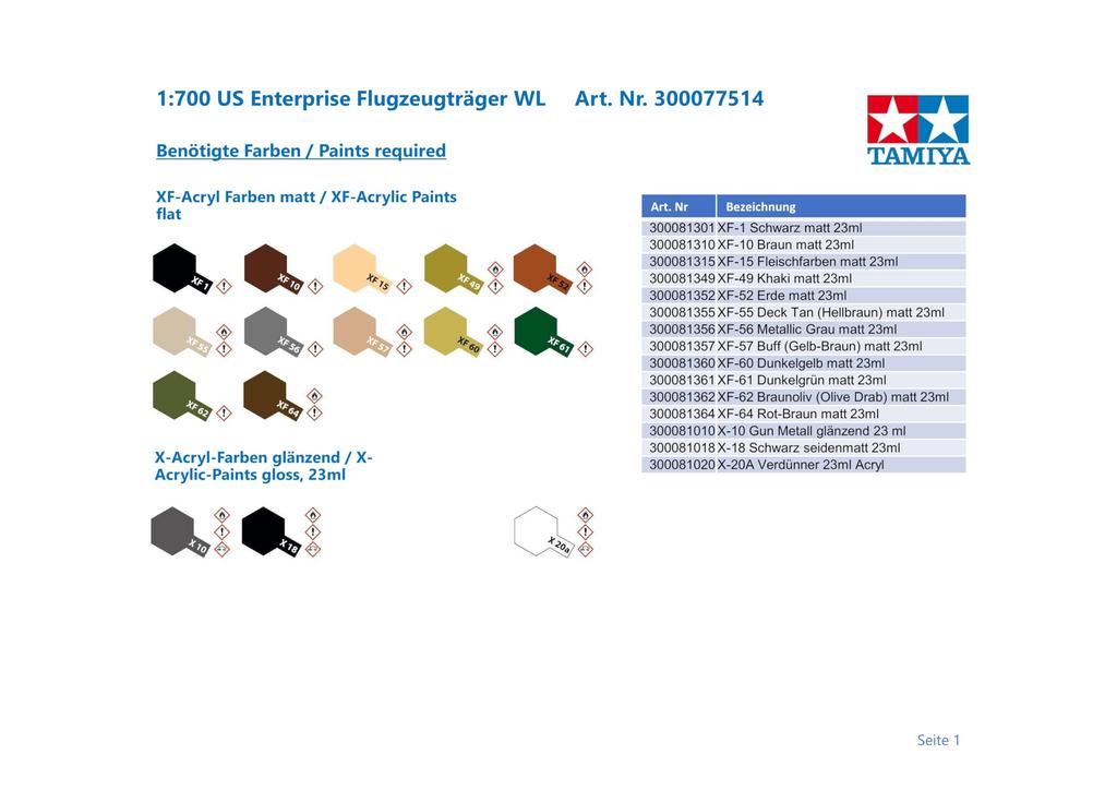 Tamiya Пластиковая модель авианосца ВМС США «Энтерпрайз» серии «Ватерлиния» 77514 1/700 № 114