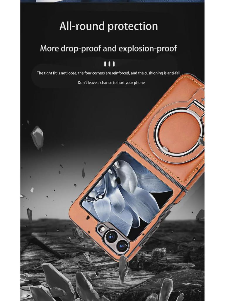 Magnetic Leather Case & Racket Holder for Samsung Galaxy Z Flip6/Flip5