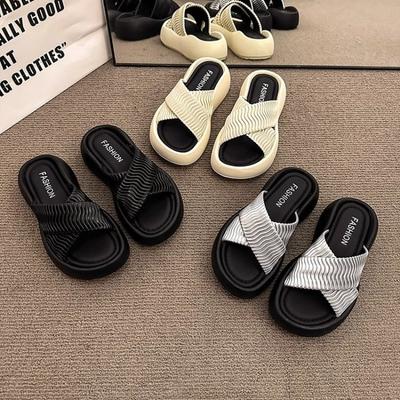 Модные складные сандалии на толстой подошве с перекрестными ремешками, сенсация, модные уличные сандалии, женские летние 2025, новый стиль, пляжные шлепанцы на мягкой подошве