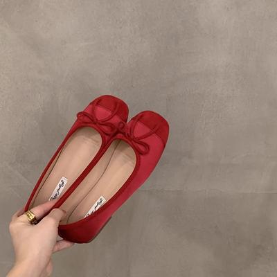 Нежные вечерние туфли на плоской подошве, французские маленькие красные туфли, женские туфли 2025 года, весенне-осенние балетки серебристого цвета с мягкой подошвой