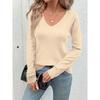 YYFS Женская мода повседневная осень-зима однотонный принт длинный рукав V-образный вырез свитера