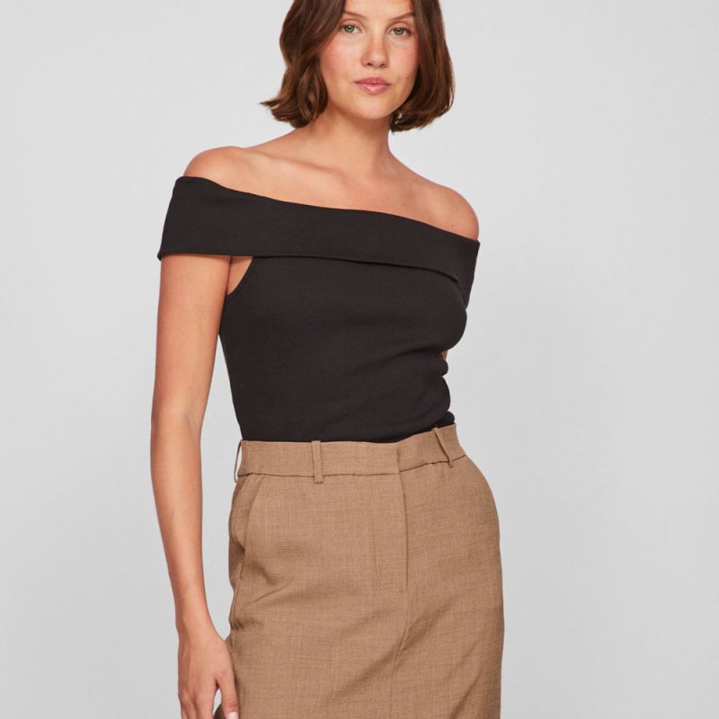 Блузки кани черные с открытыми плечами Женские VILA