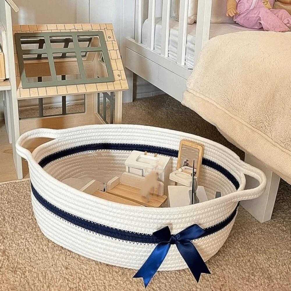 Large Capacity Woven Storage Basket Space Saving Snack Basket Cosmetic Storage Basket Makeup