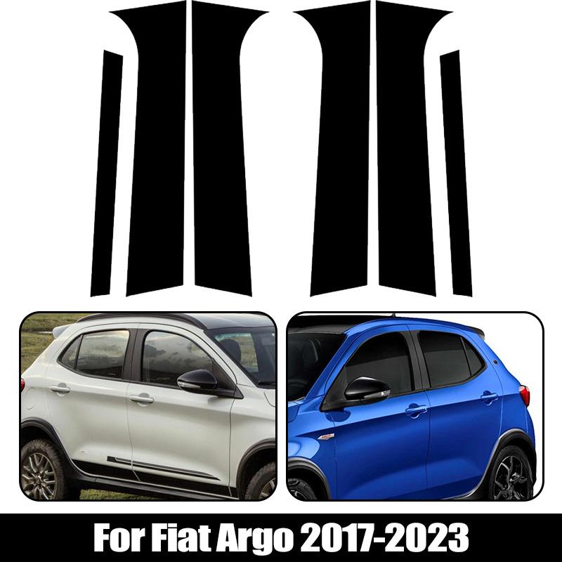 6 шт./комплект Глянцевые Черные Накладки на Стойки для Fiat Argo 2017 2018 2019 2020 2021 2022 2023 Декоративные Накладки на Стойки Окон и Дверей Стикеры