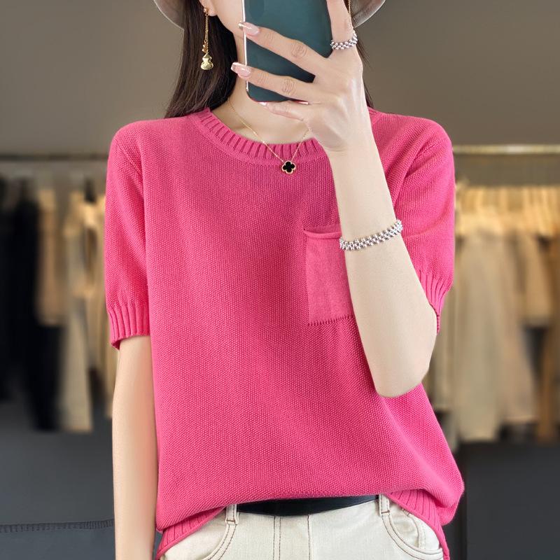 DAFIFY Женские модные повседневные летние весенние однотонные блузки и рубашки с короткими рукавами и круглым вырезом с принтом