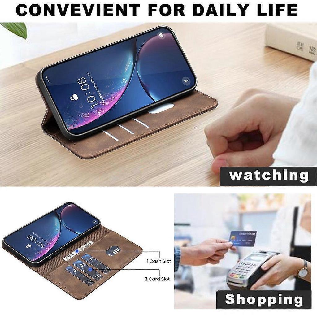 Flip Case for Honor 600 RFID Blocking Shockproof Magnetic Wallet Case with Kickstand and Card Slots Compatible with Honor 600